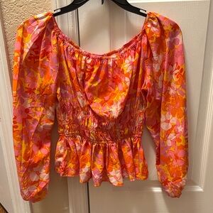 Pink Lily Vibrant Floral Blouse